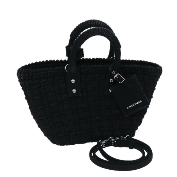 BALENCIAGA Bistro Hand Bag Canvas 2way Black 671342 Auth bs15695V