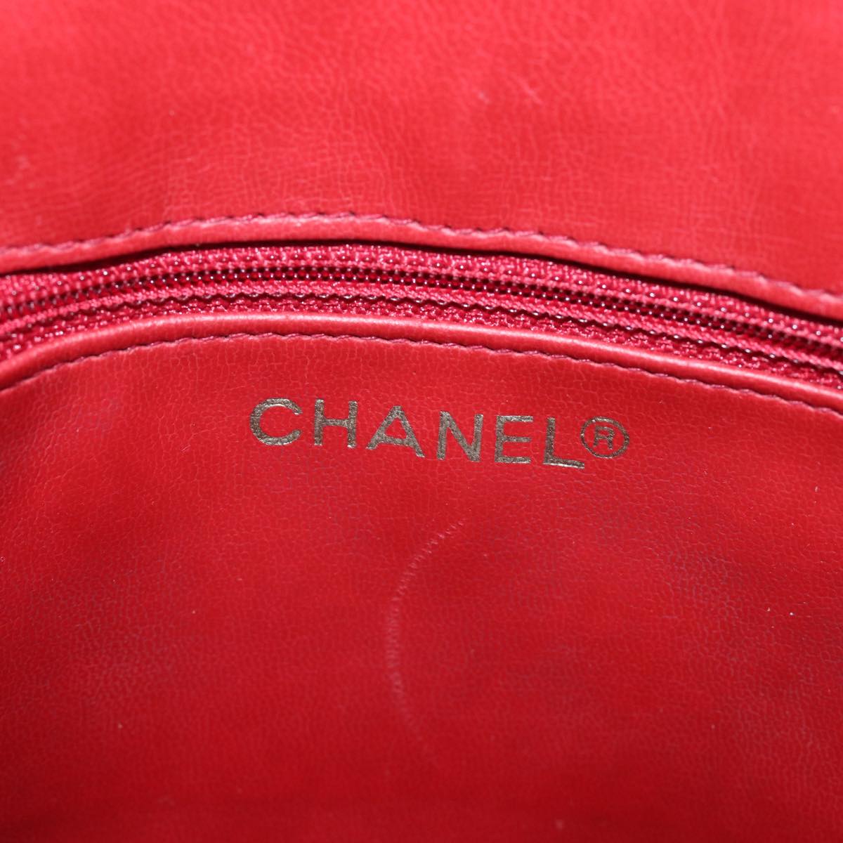 CHANEL Matelasse Chain Shoulder Bag Leather Red CC Auth bs15700