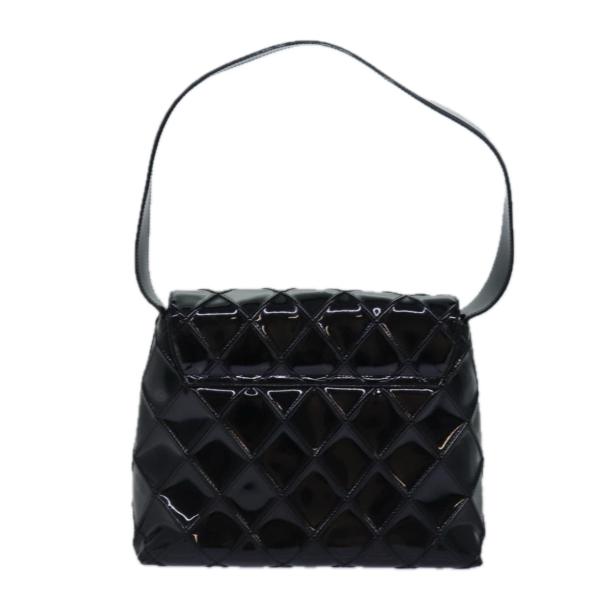 CHANEL Bicolore Shoulder Bag Enamel Black CC Auth bs15701 - 0