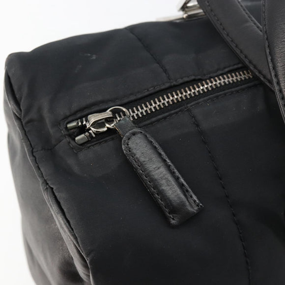 CHANEL Choco Bar Hand Bag Nylon Black Silver CC Auth bs15702