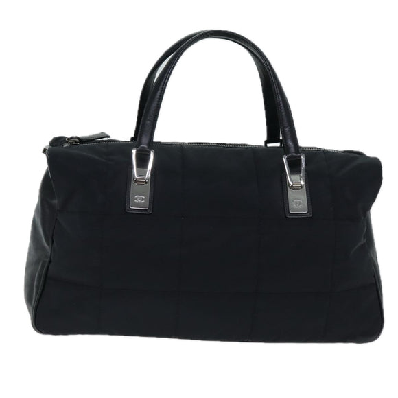 CHANEL Choco Bar Hand Bag Enamel Black CC Auth bs15702