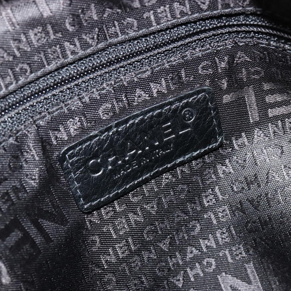 CHANEL Choco Bar Hand Bag Nylon Black Silver CC Auth bs15702