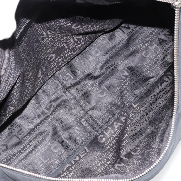 CHANEL Choco Bar Hand Bag Nylon Black Silver CC Auth bs15702