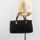 CHANEL Choco Bar Hand Bag Nylon Black Silver CC Auth bs15702-27