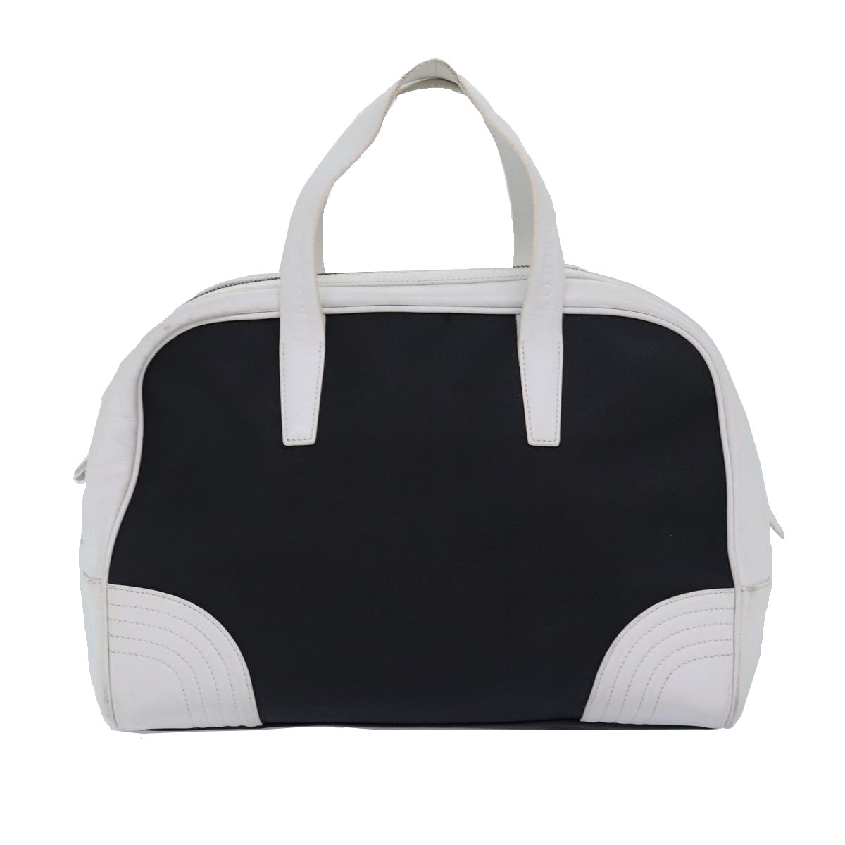 LOEWE Hand Bag Leather PVC Leather Black White Auth bs15709 - 0