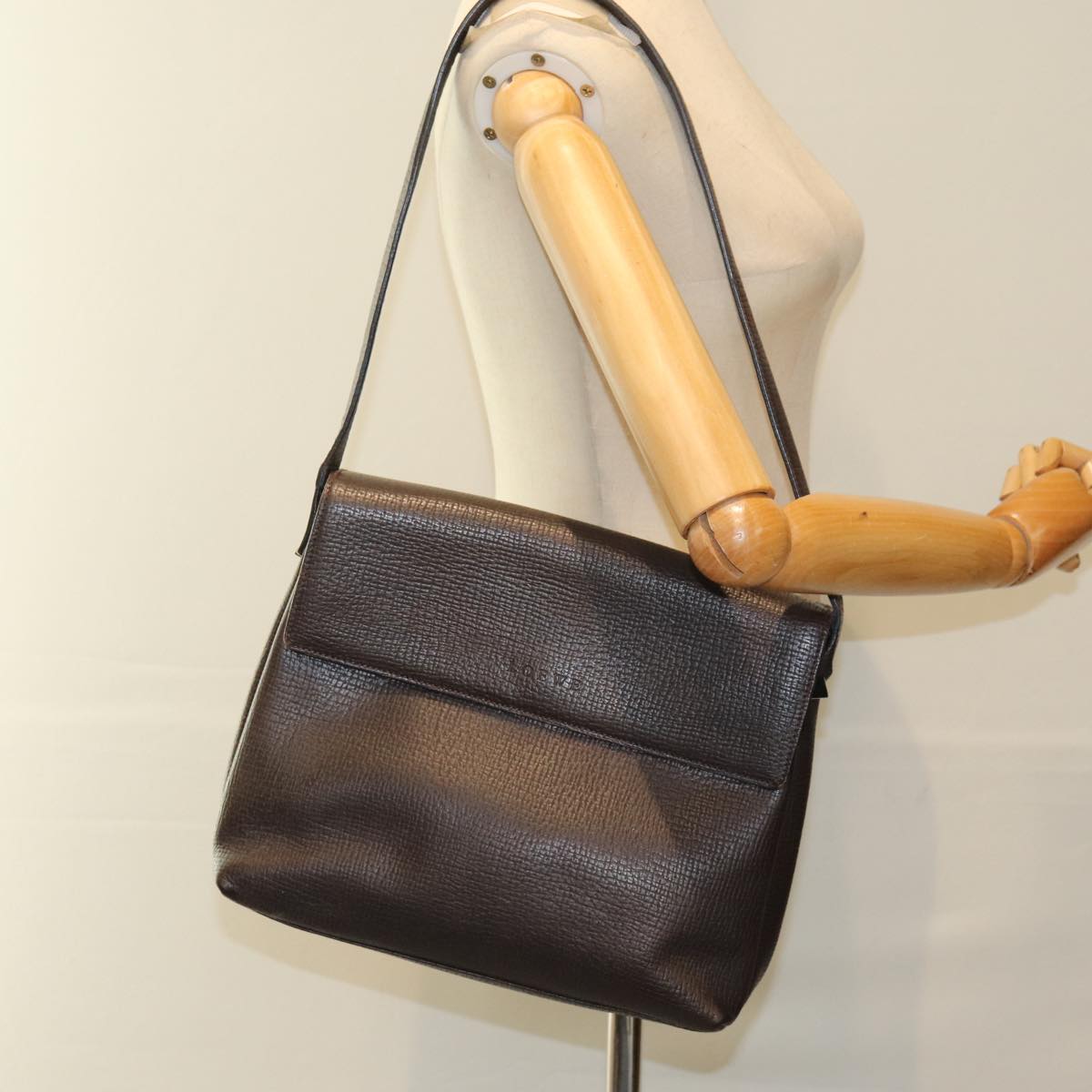 LOEWE Shoulder Bag Leather Brown Auth bs15712