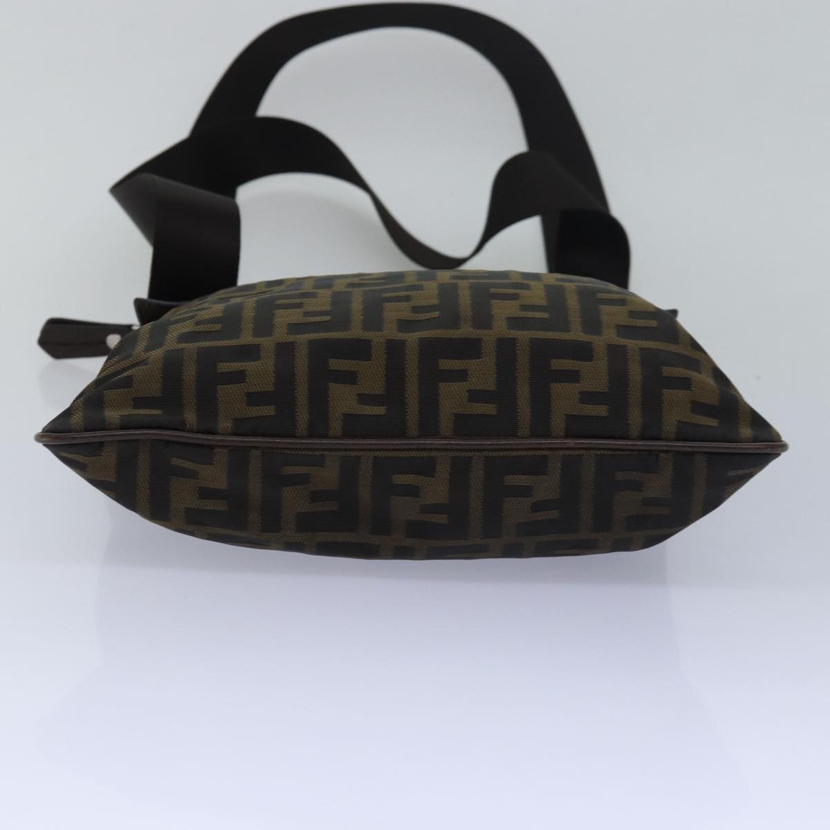 FENDI Zucca Canvas Shoulder Bag Brown Black Auth bs15715