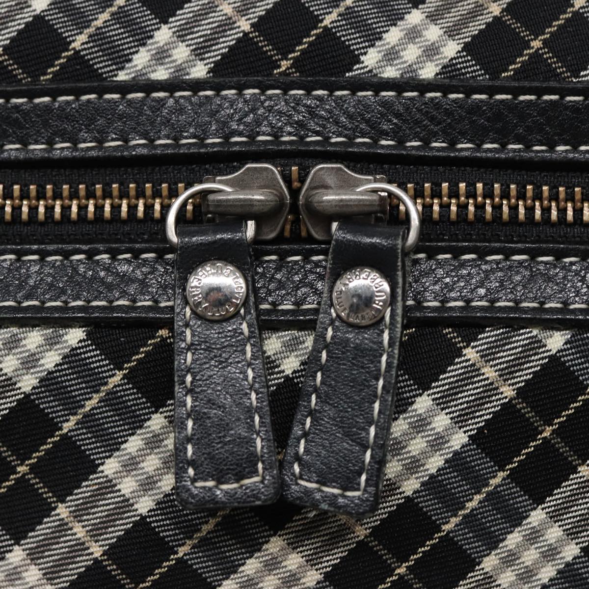 BURBERRY Nova Check Blue Label Hand Bag Nylon Black Auth bs15725