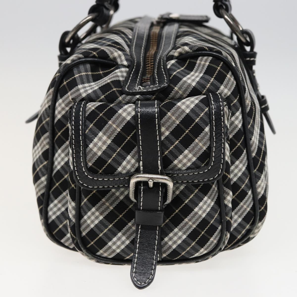 BURBERRY Nova Check Blue Label Hand Bag Nylon Black Auth bs15725