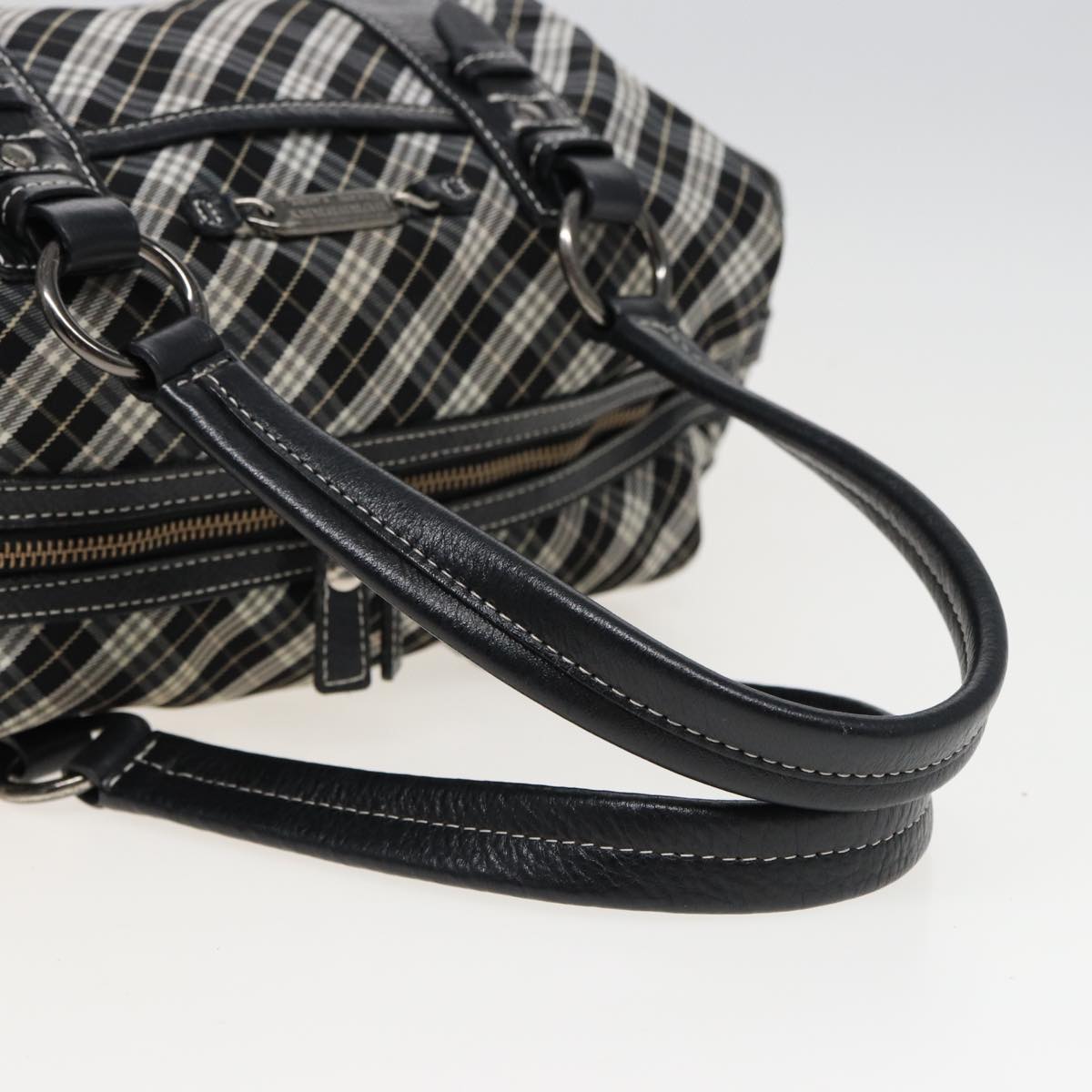 BURBERRY Nova Check Blue Label Hand Bag Nylon Black Auth bs15725