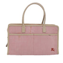BURBERRY Nova Check Blue Nobel Hand Bag Canvas Pink Beige Auth bs15726-13