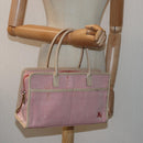 BURBERRY Nova Check Blue Nobel Hand Bag Canvas Pink Beige Auth bs15726-21