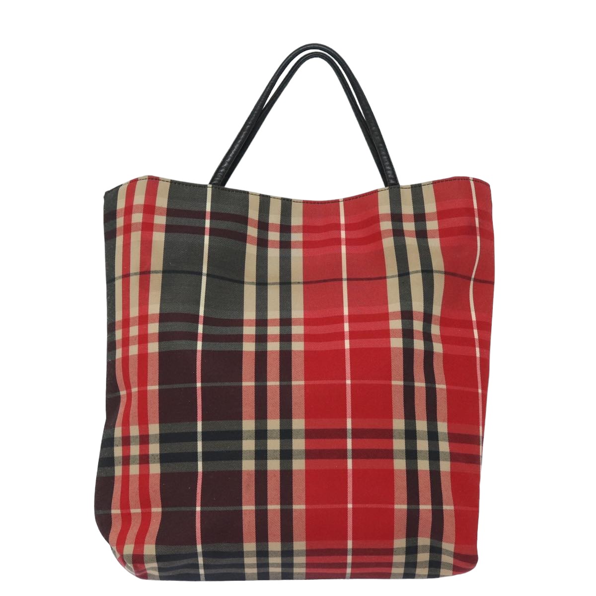 BURBERRY Nova Check Hand Bag Canvas Red Black Auth bs15729 - 0