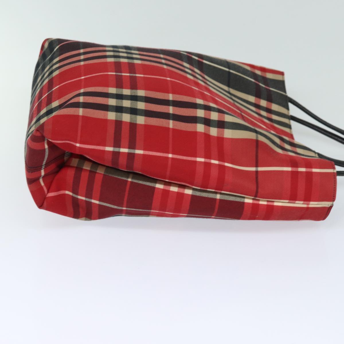 BURBERRY Nova Check Hand Bag Canvas Red Black Auth bs15729