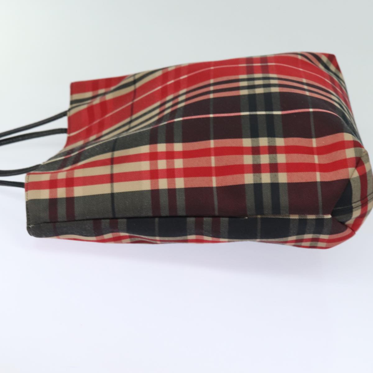 BURBERRY Nova Check Hand Bag Canvas Red Black Auth bs15729