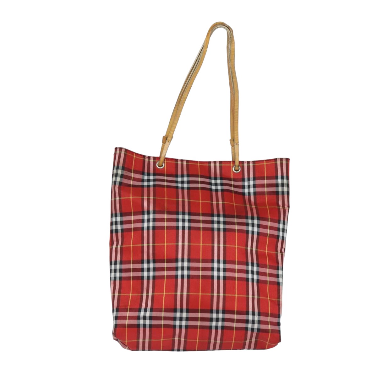 BURBERRY Nova Check Tote Bag Canvas Red Auth bs15730