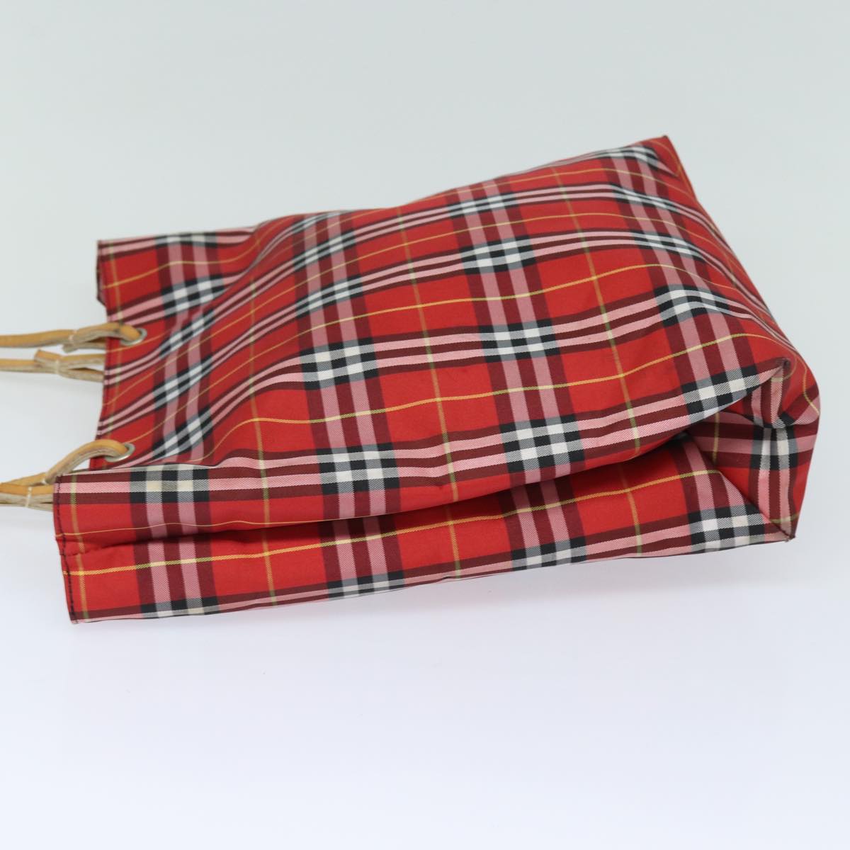 BURBERRY Nova Check Tote Bag Canvas Red Auth bs15730