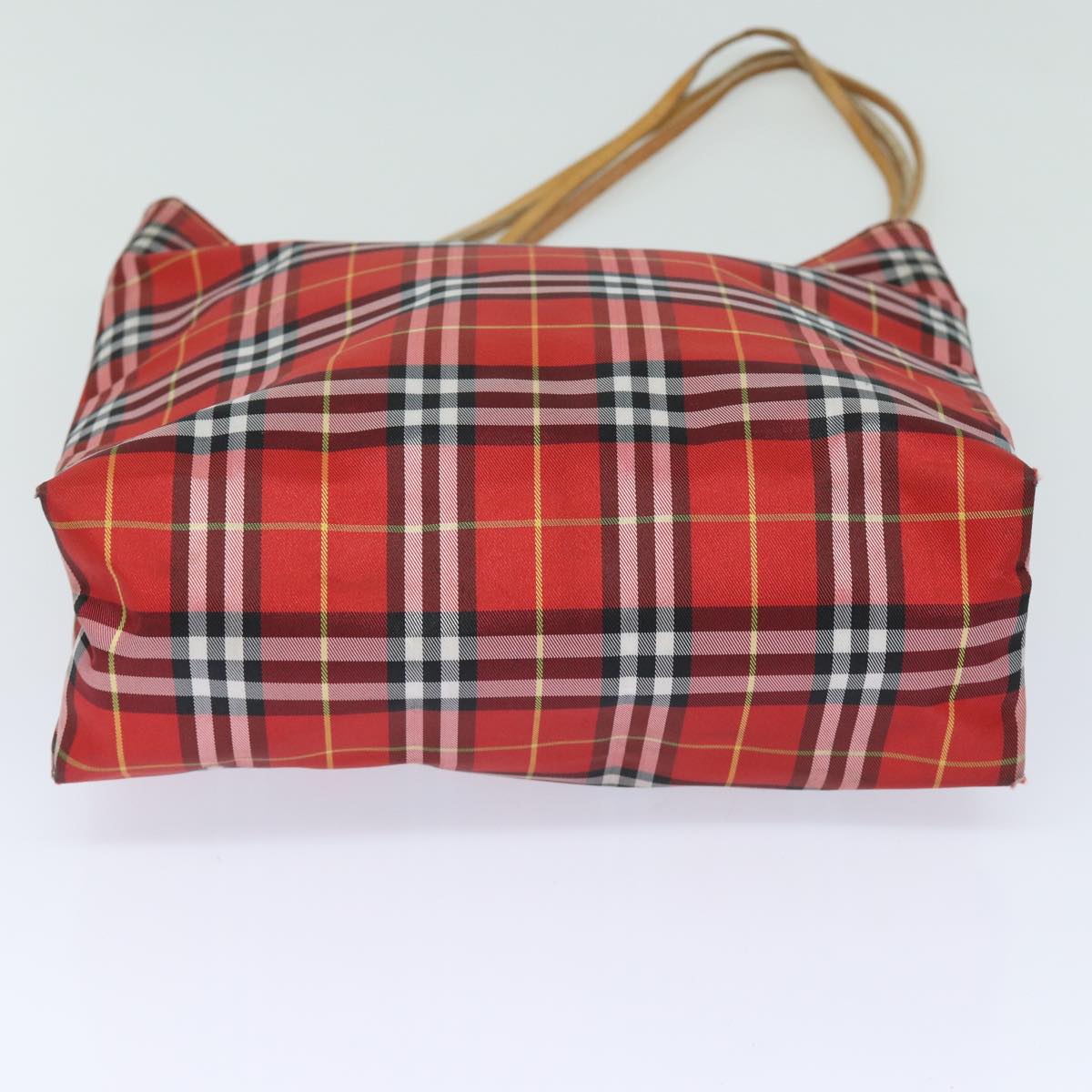 BURBERRY Nova Check Tote Bag Canvas Red Auth bs15730