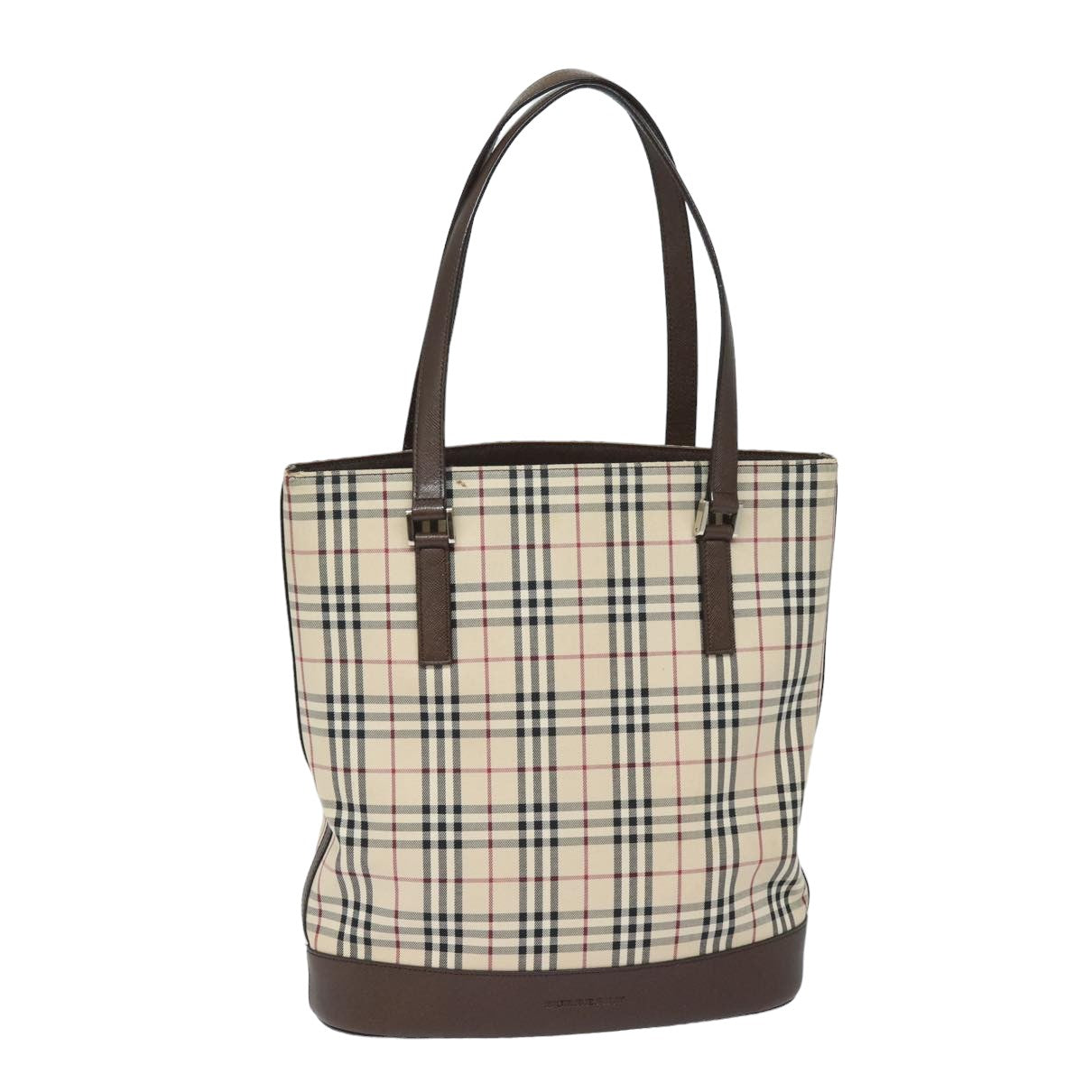 BURBERRY Nova Check Tote Bag Canvas Beige Auth bs15736