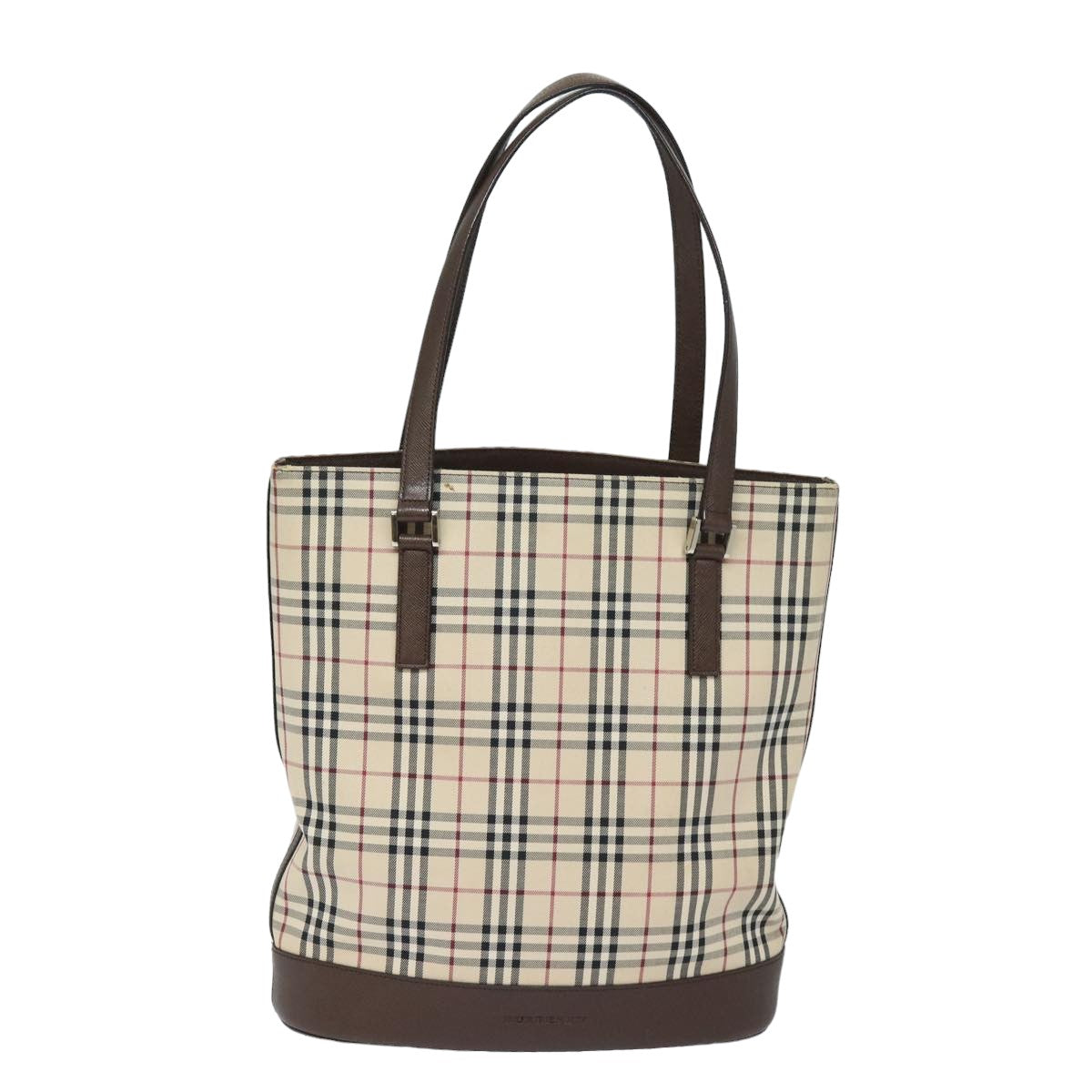 BURBERRY Nova Check Tote Bag Canvas Beige Auth bs15736