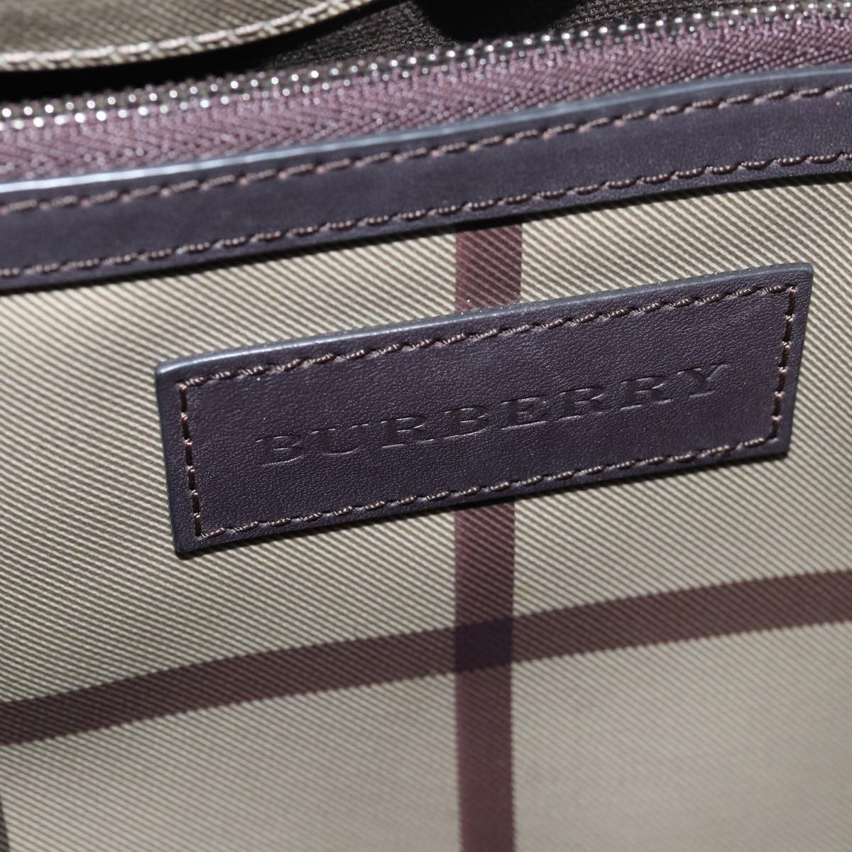 BURBERRY Nova Check Tote Bag PVC Leather Beige Dark Brown Auth bs15737