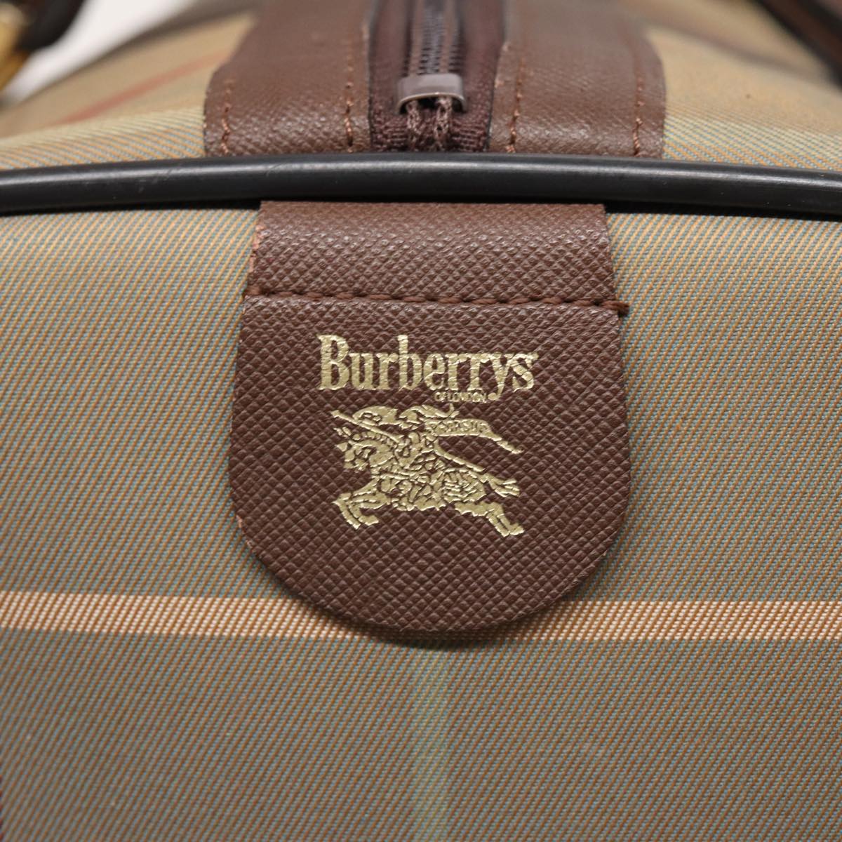 Burberrys Nova Check Boston Bag Canvas Beige Auth bs15740