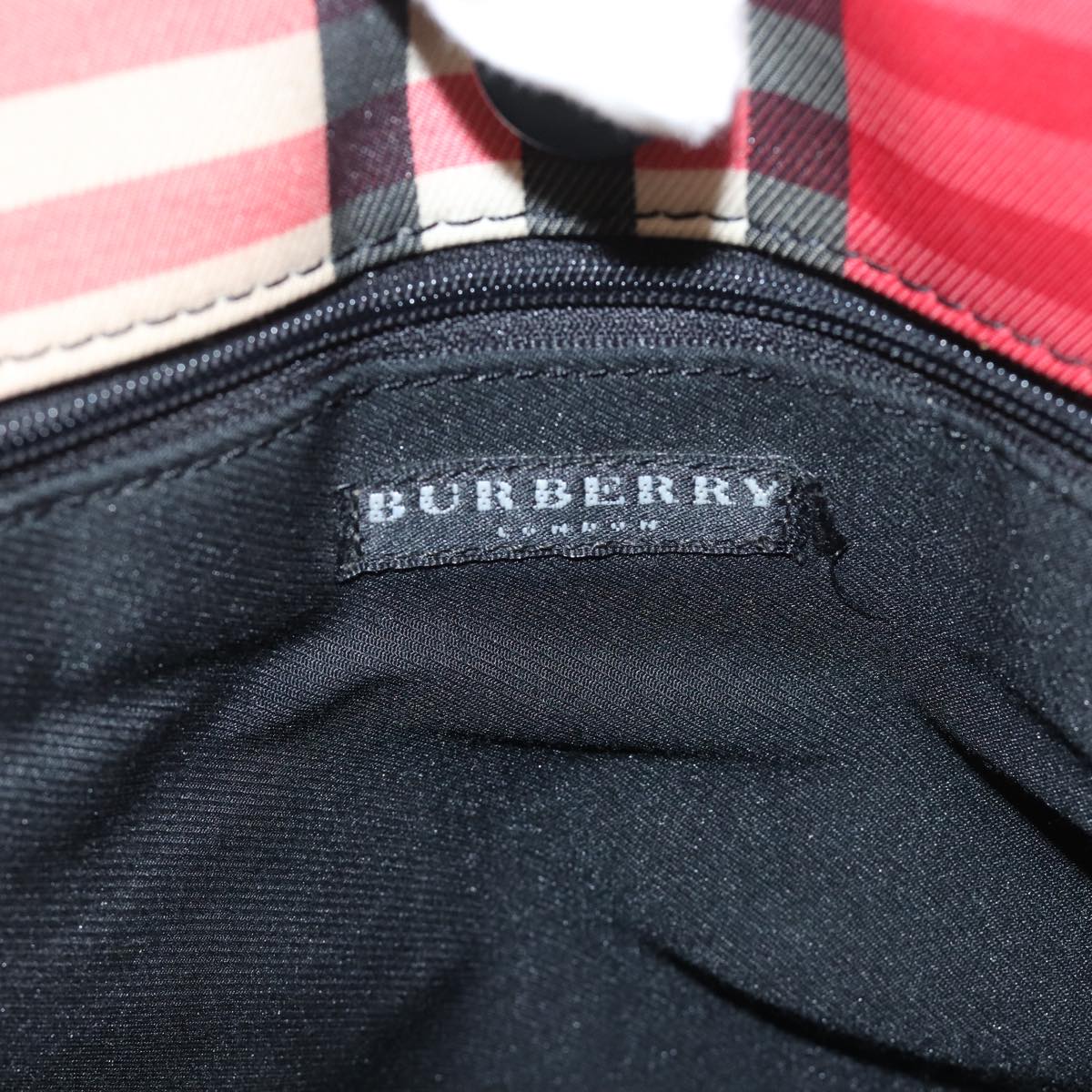 BURBERRY Nova Check Hand Bag Canvas Red Auth bs15741