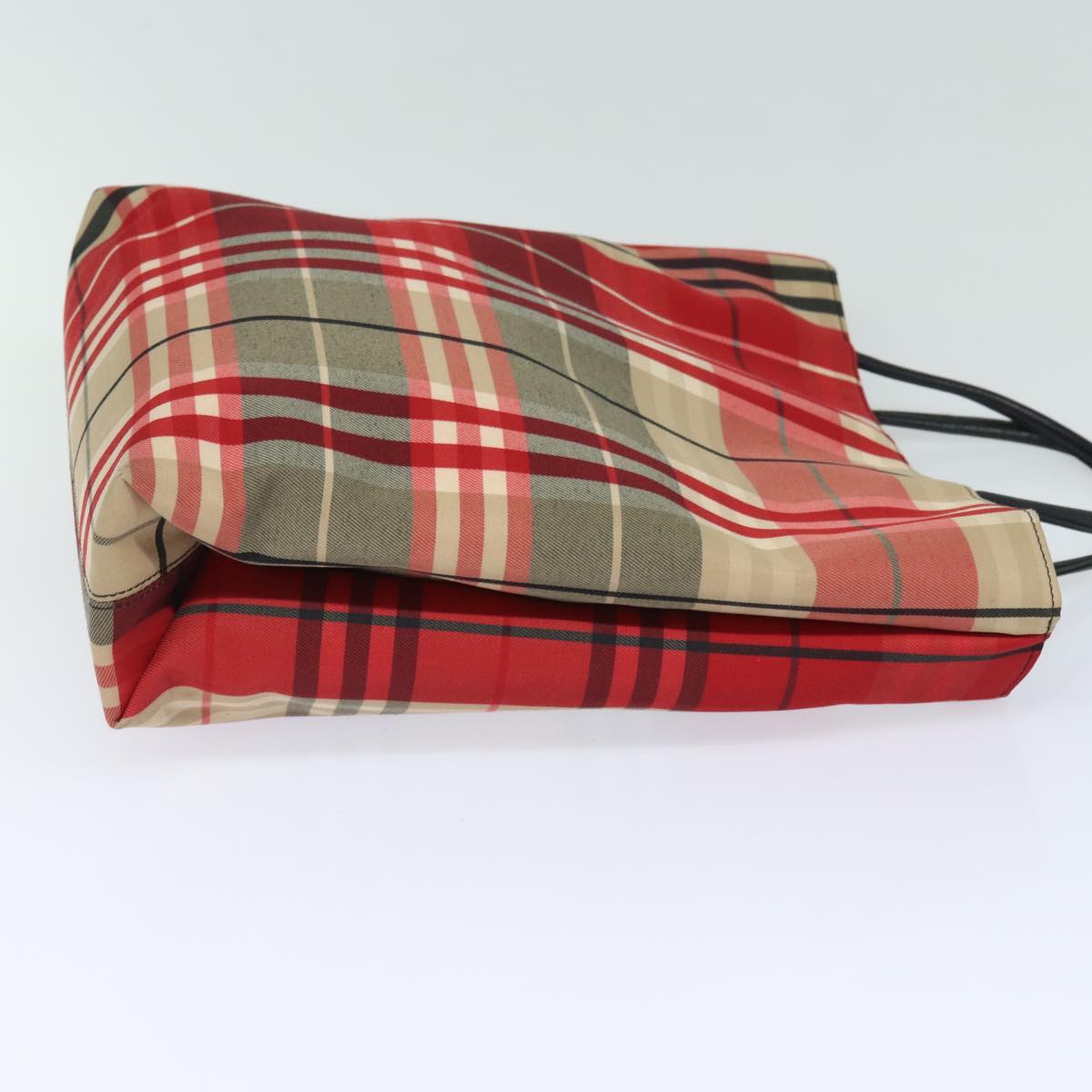 BURBERRY Nova Check Hand Bag Canvas Red Auth bs15741