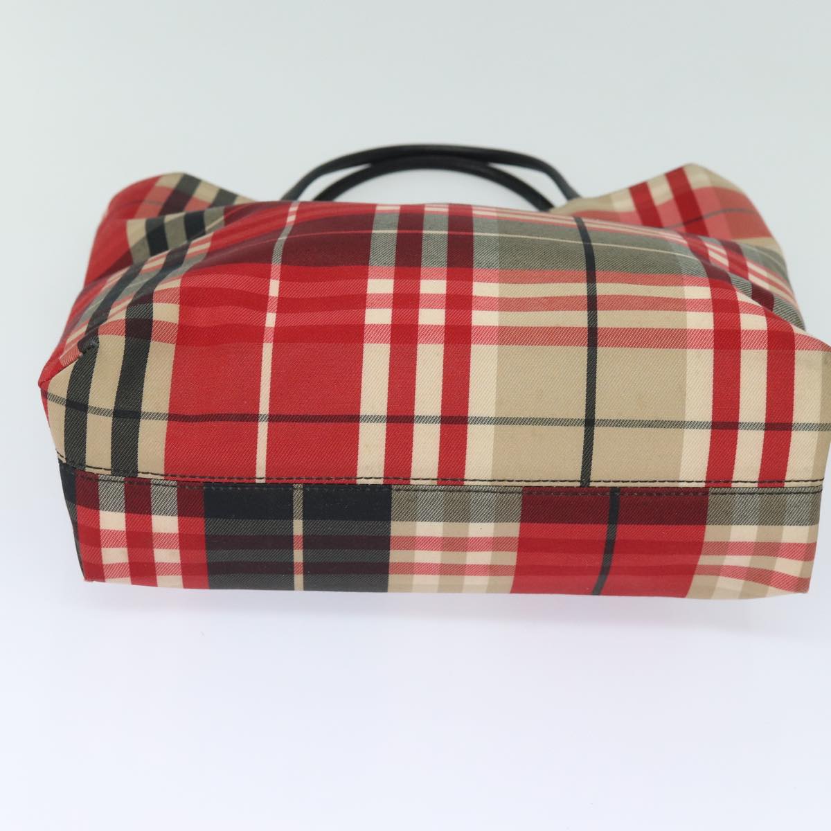 BURBERRY Nova Check Hand Bag Canvas Red Auth bs15741