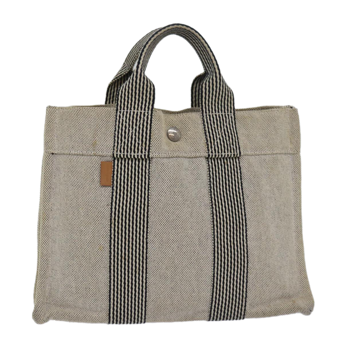 HERMES New Fourre Tout PM Hand Bag Canvas Gray Auth bs15753 - 0