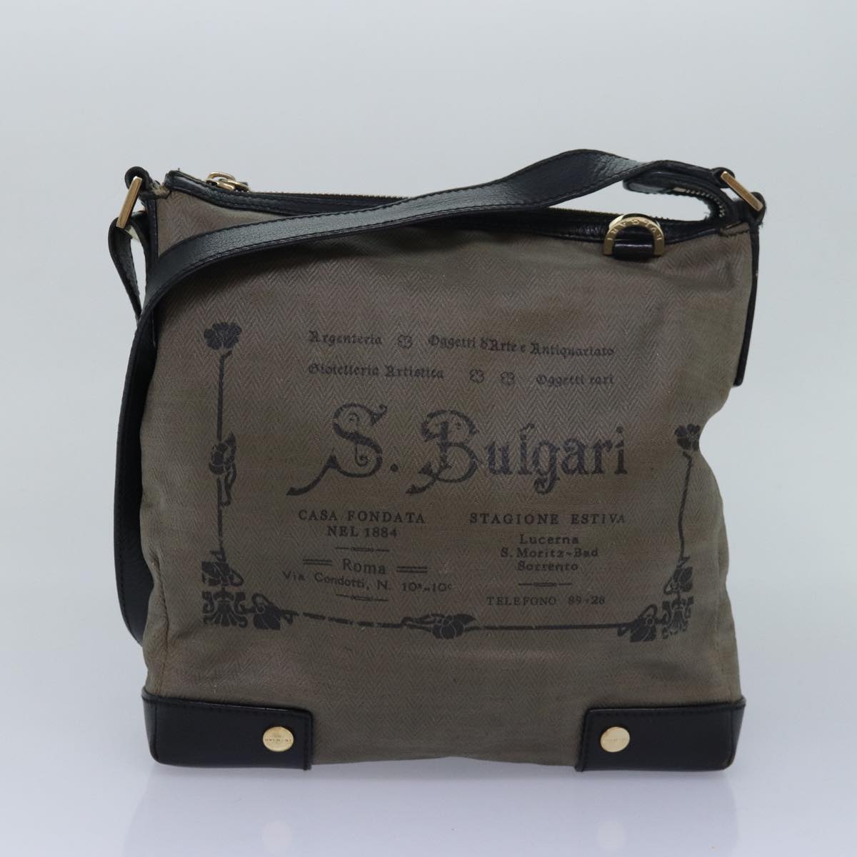 BVLGARI  Canvas Coated Canvas 2Set Gray Black Auth bs15758