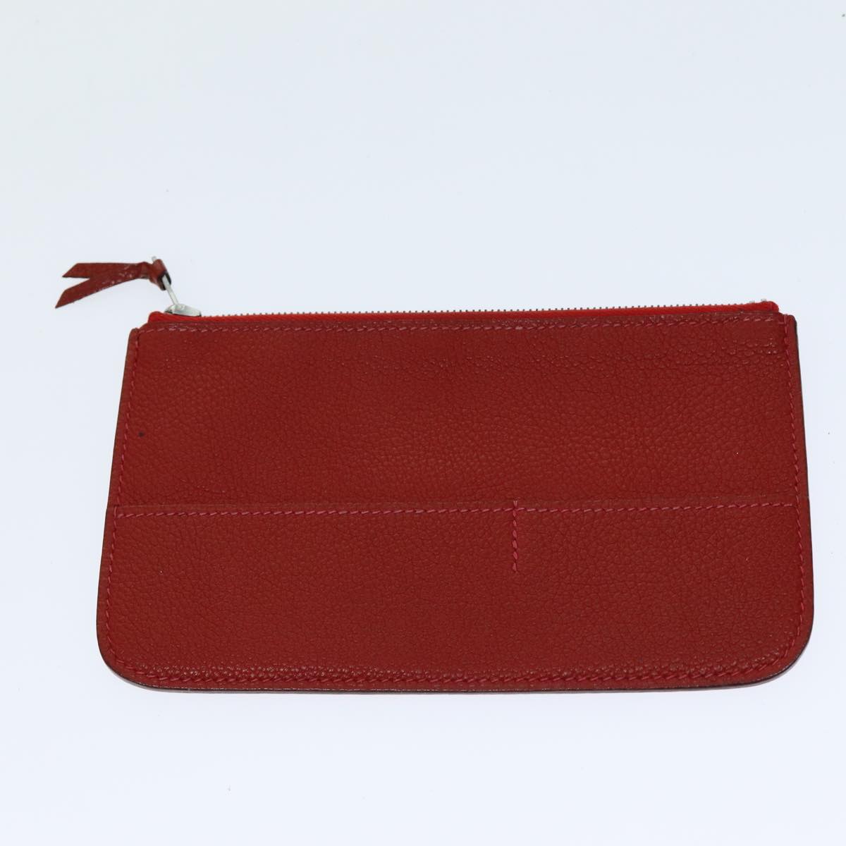 HERMES Dogon GM Wallet Leather Red Auth bs15767