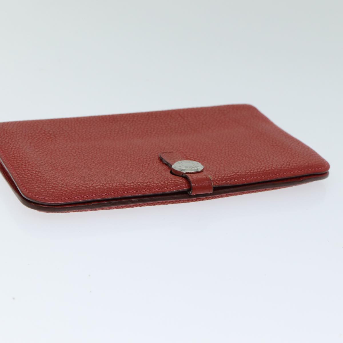 HERMES Dogon GM Wallet Leather Red Auth bs15767