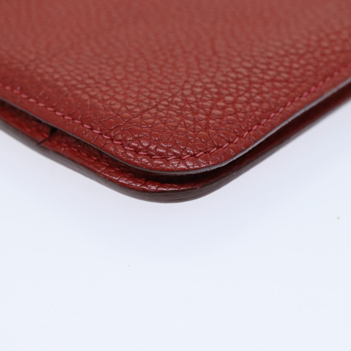 HERMES Dogon GM Wallet Leather Red Auth bs15767