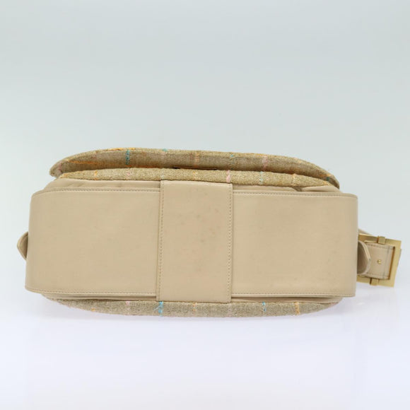 CHANEL Choco Bar Turn Lock Shoulder Bag Wool Multicolor CC Auth bs15780