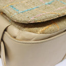 CHANEL Choco Bar Turn Lock Shoulder Bag Wool Multicolor CC Auth bs15780-16
