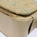 CHANEL Choco Bar Turn Lock Shoulder Bag Wool Multicolor CC Auth bs15780-17