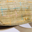 CHANEL Choco Bar Turn Lock Shoulder Bag Wool Multicolor CC Auth bs15780-10