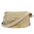 CHANEL Choco Bar Turn Lock Shoulder Bag Wool Multicolor CC Auth bs15780-1