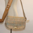CHANEL Choco Bar Turn Lock Shoulder Bag Wool Multicolor CC Auth bs15780-28