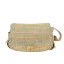 CHANEL Choco Bar Turn Lock Shoulder Bag Wool Multicolor CC Auth bs15780-13