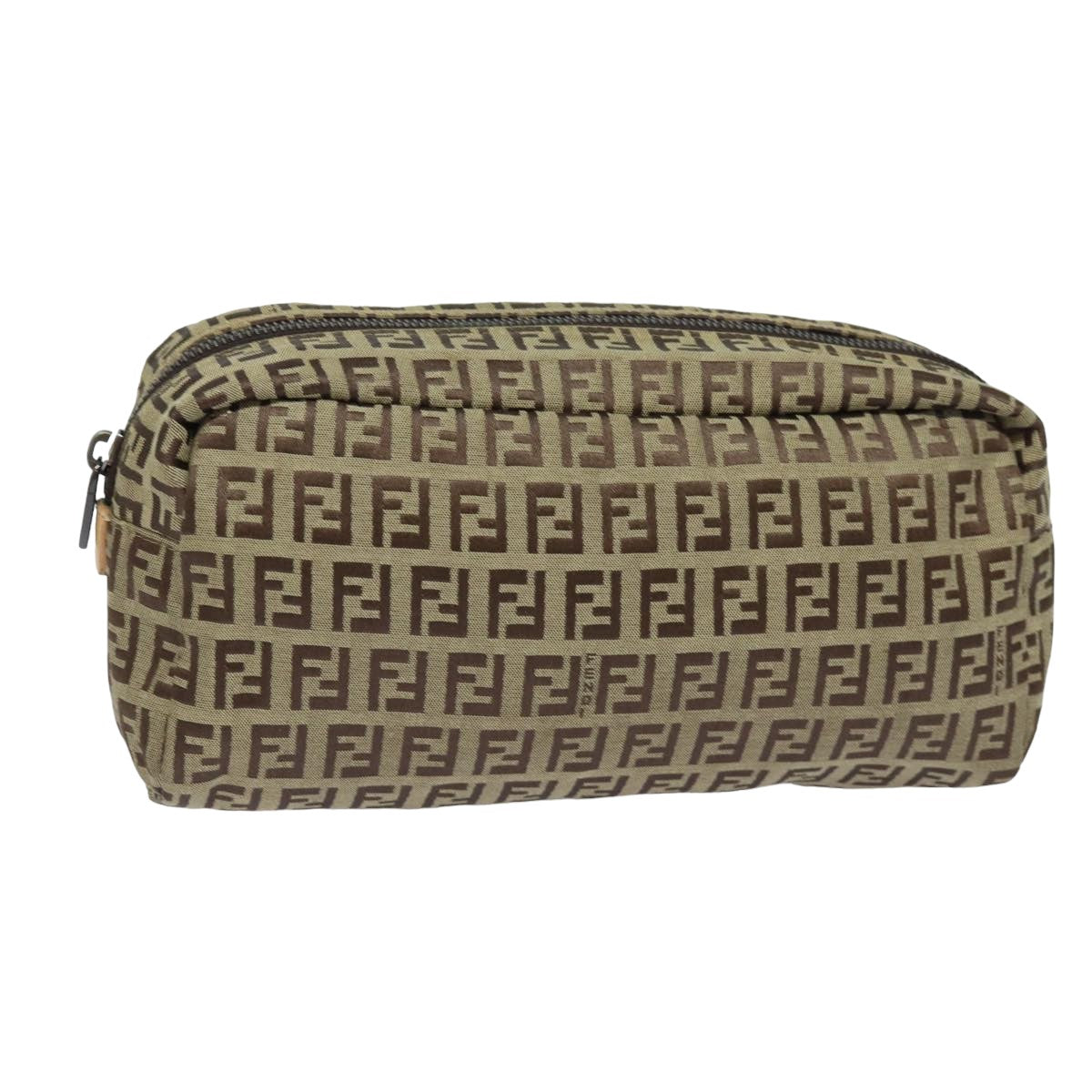 FENDI Zucchino Canvas Pouch Beige Auth bs15781