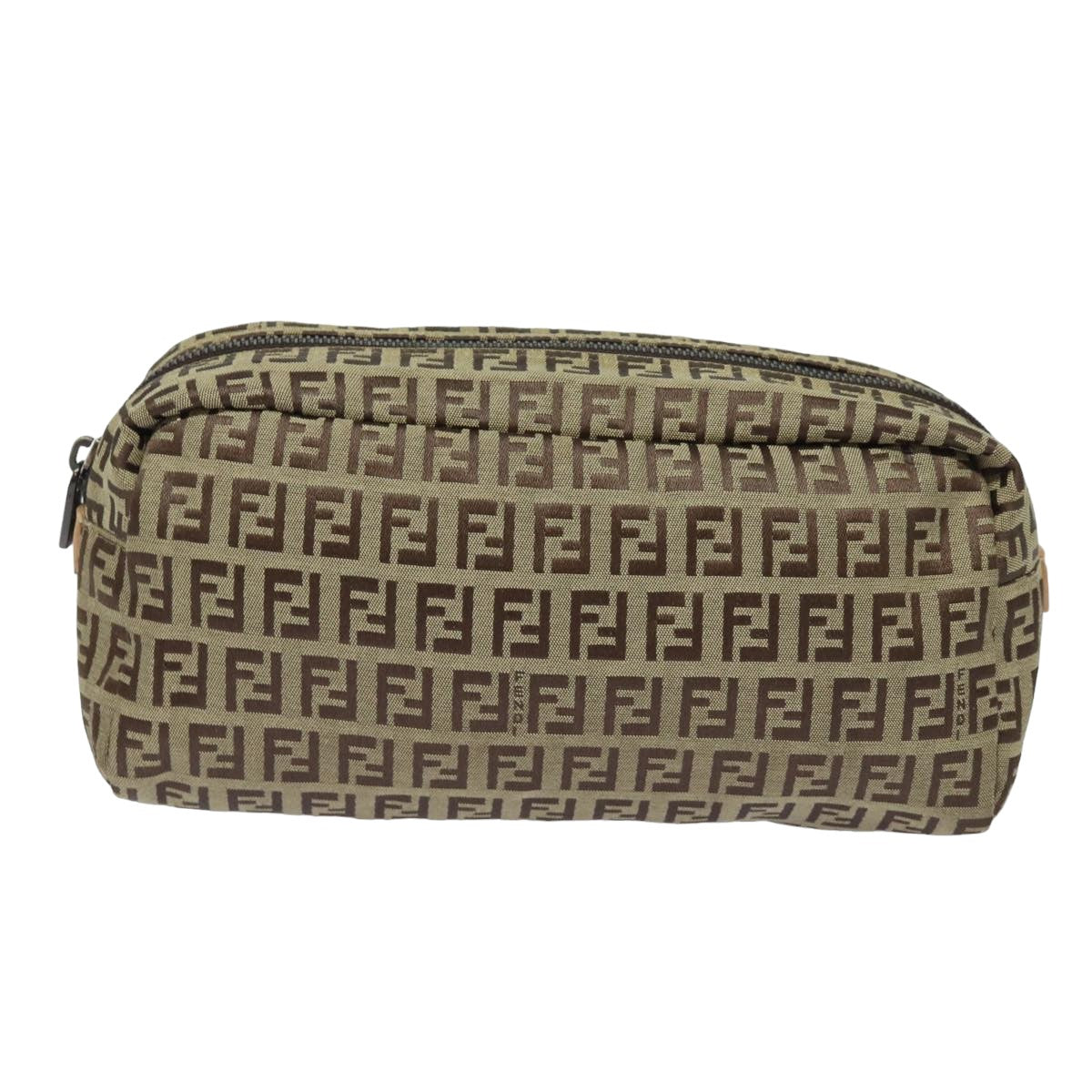 FENDI Zucchino Canvas Pouch Beige Auth bs15781