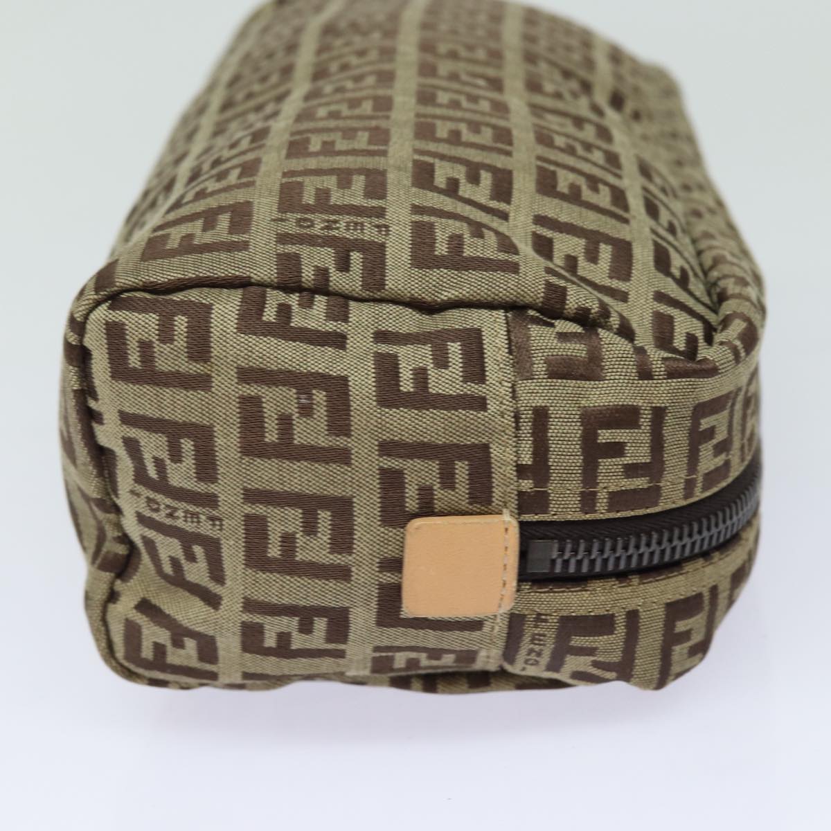 FENDI Zucchino Canvas Pouch Beige Auth bs15781