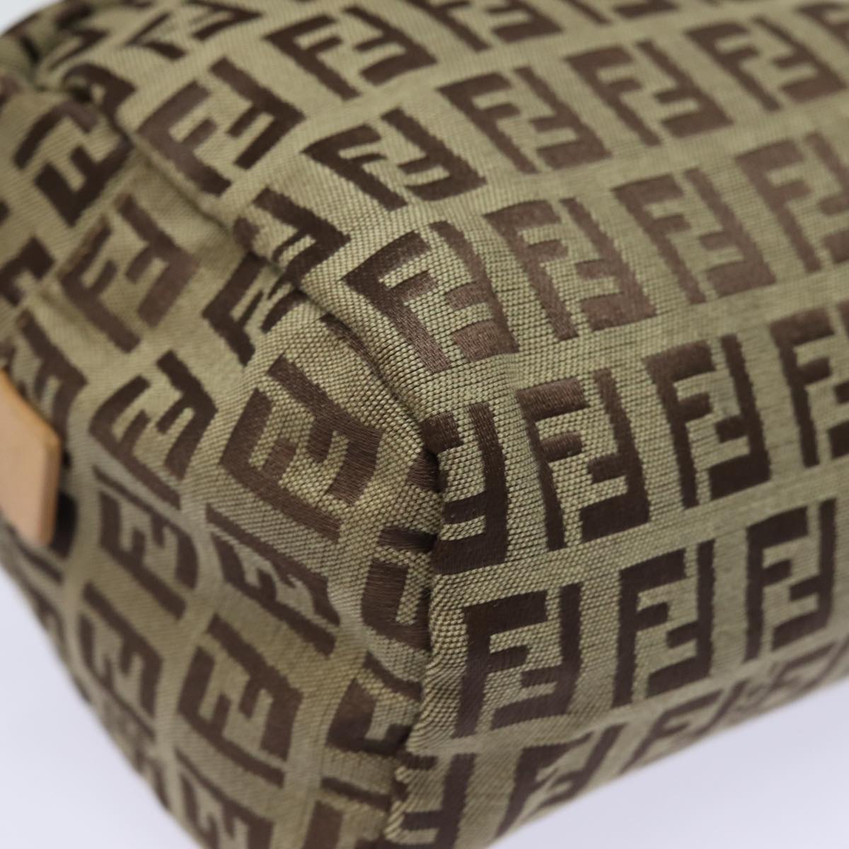 FENDI Zucchino Canvas Pouch Beige Auth bs15781