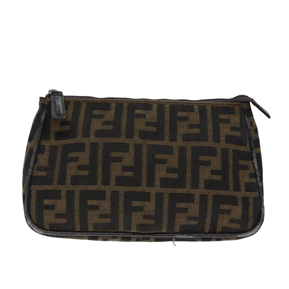 FENDI Zucca Canvas Pouch Brown Black Auth bs15782 - 0