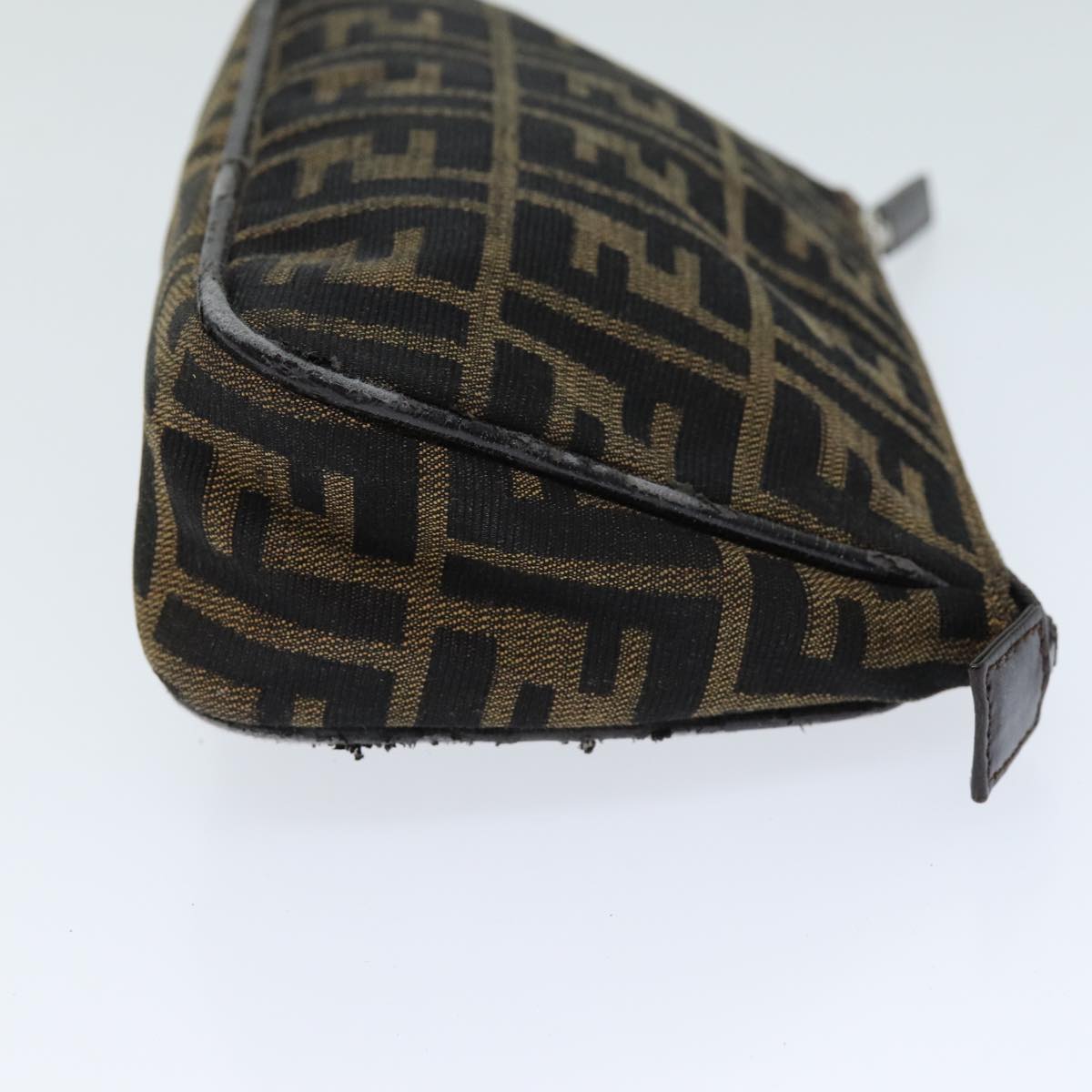 FENDI Zucca Canvas Pouch Brown Black Auth bs15782