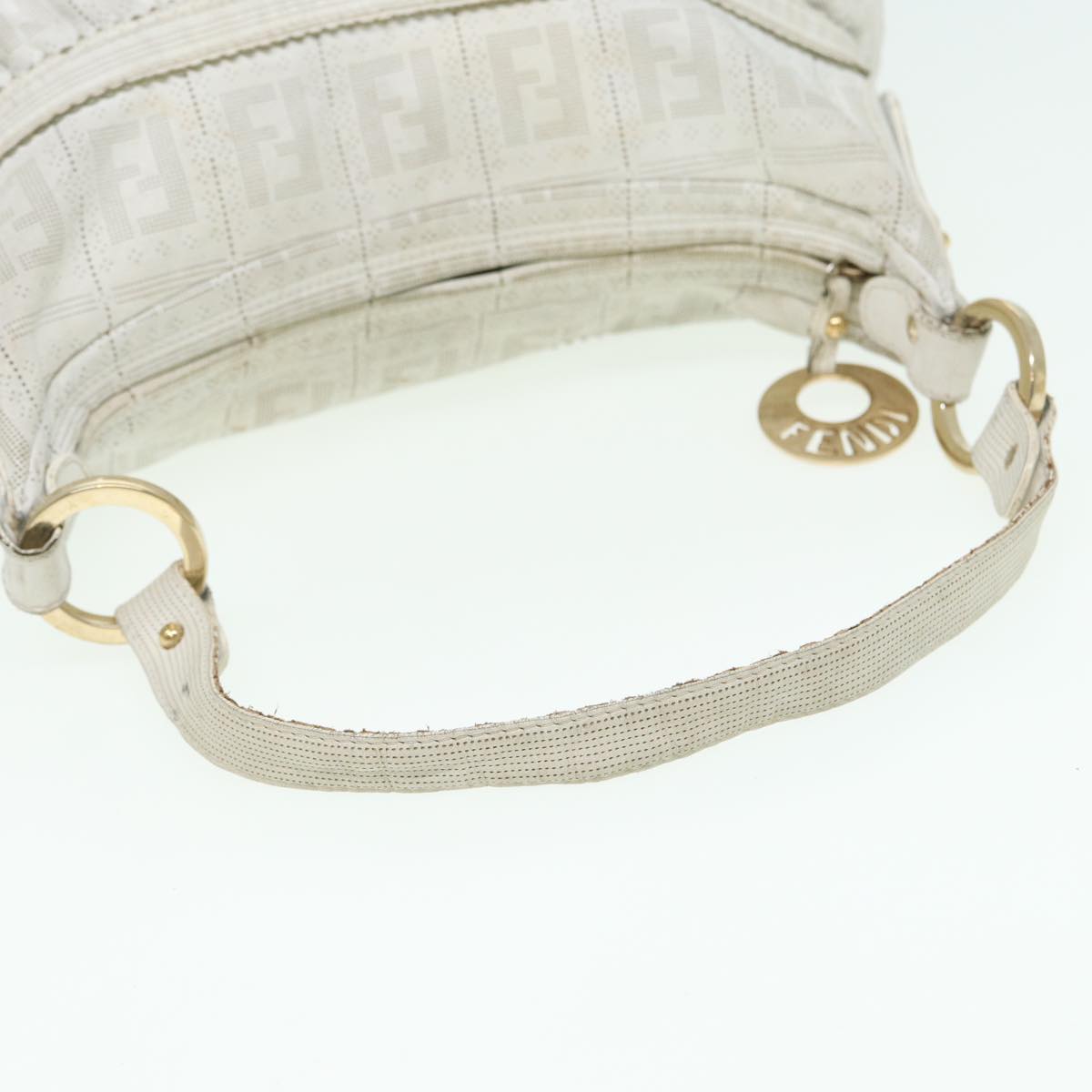 FENDI Zucca Canvas Shoulder Bag White Auth bs15784