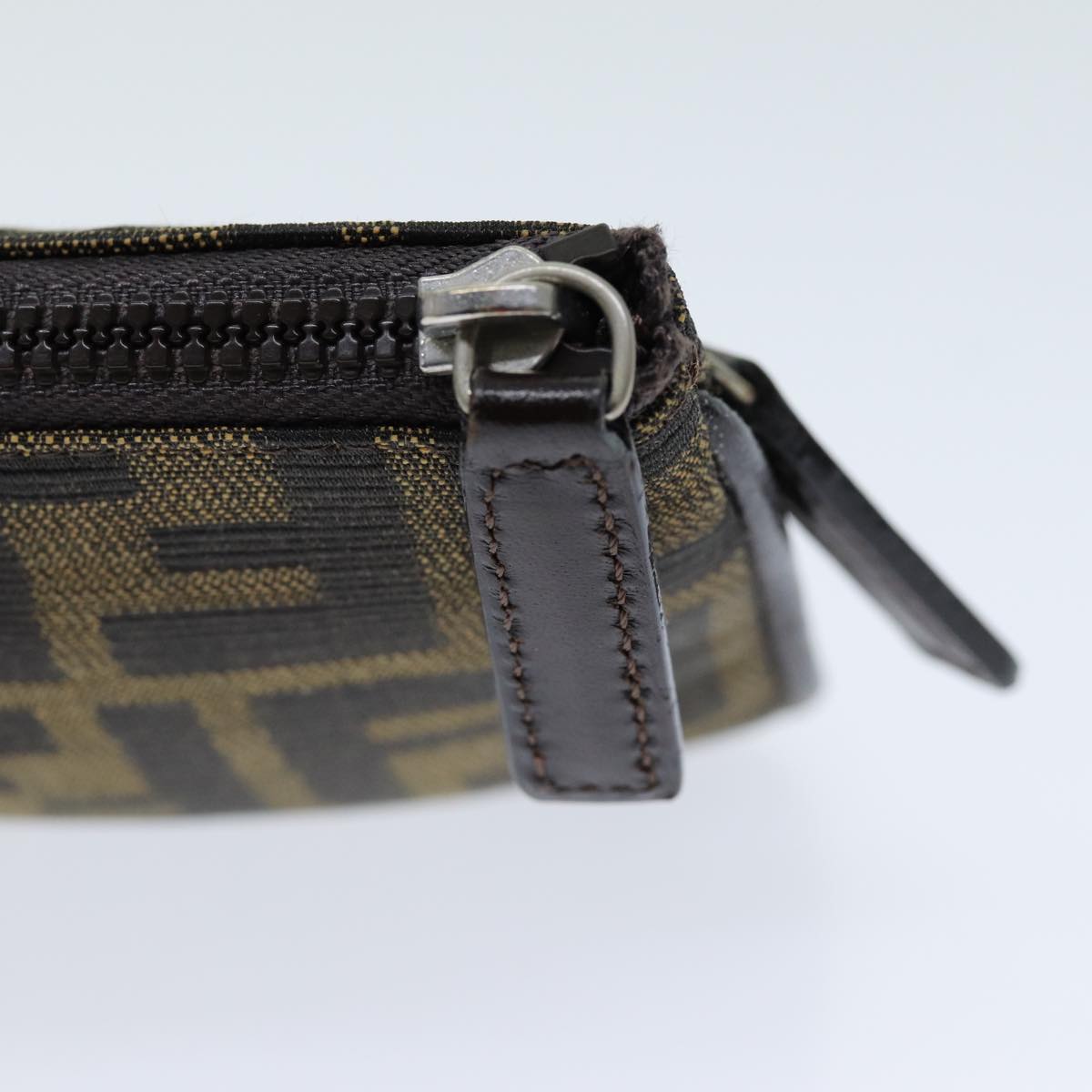 FENDI Vanity Zucca Canvas Pouch Black Brown Auth bs15787