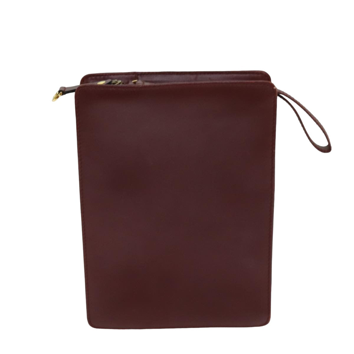 CARTIER Clutch Bag Leather Wine Red Auth bs15789 - 0